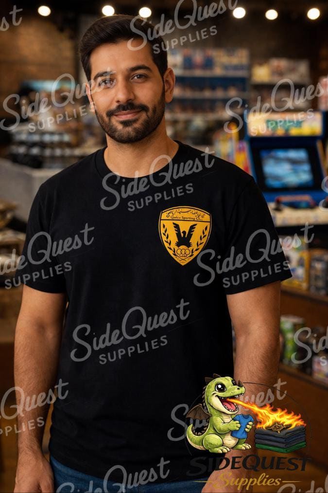 Embroidery of Qadsiya / Qadsia logo on t-shirt | football/soccer club Kuwait using Unisex Garment-Dyed T-shirt