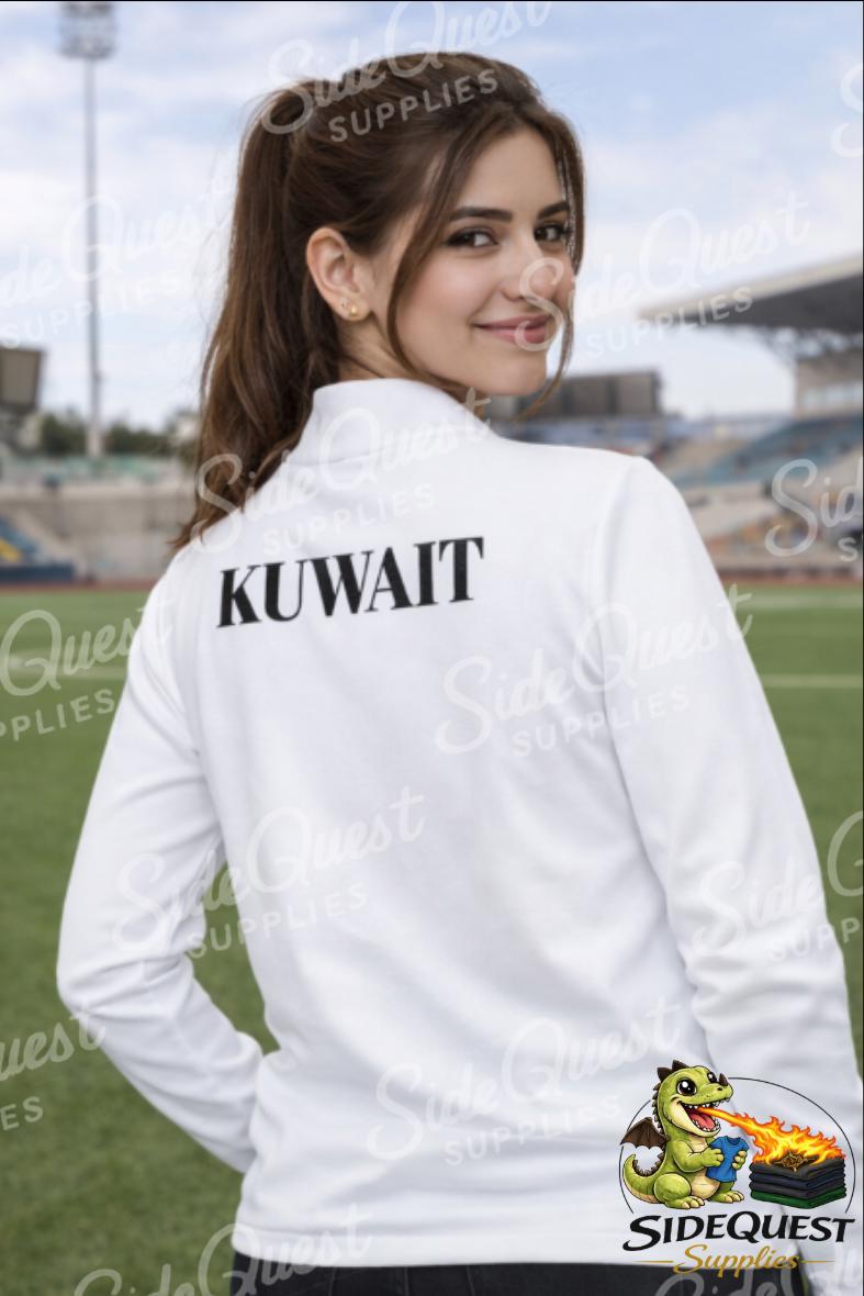 Kuwait Football 1/4 Zip Pullover | Kuwait Athletic Jacket | Back KUWAIT Text | Sport-Tek Competitor Pullover | Soccer/football Training Top