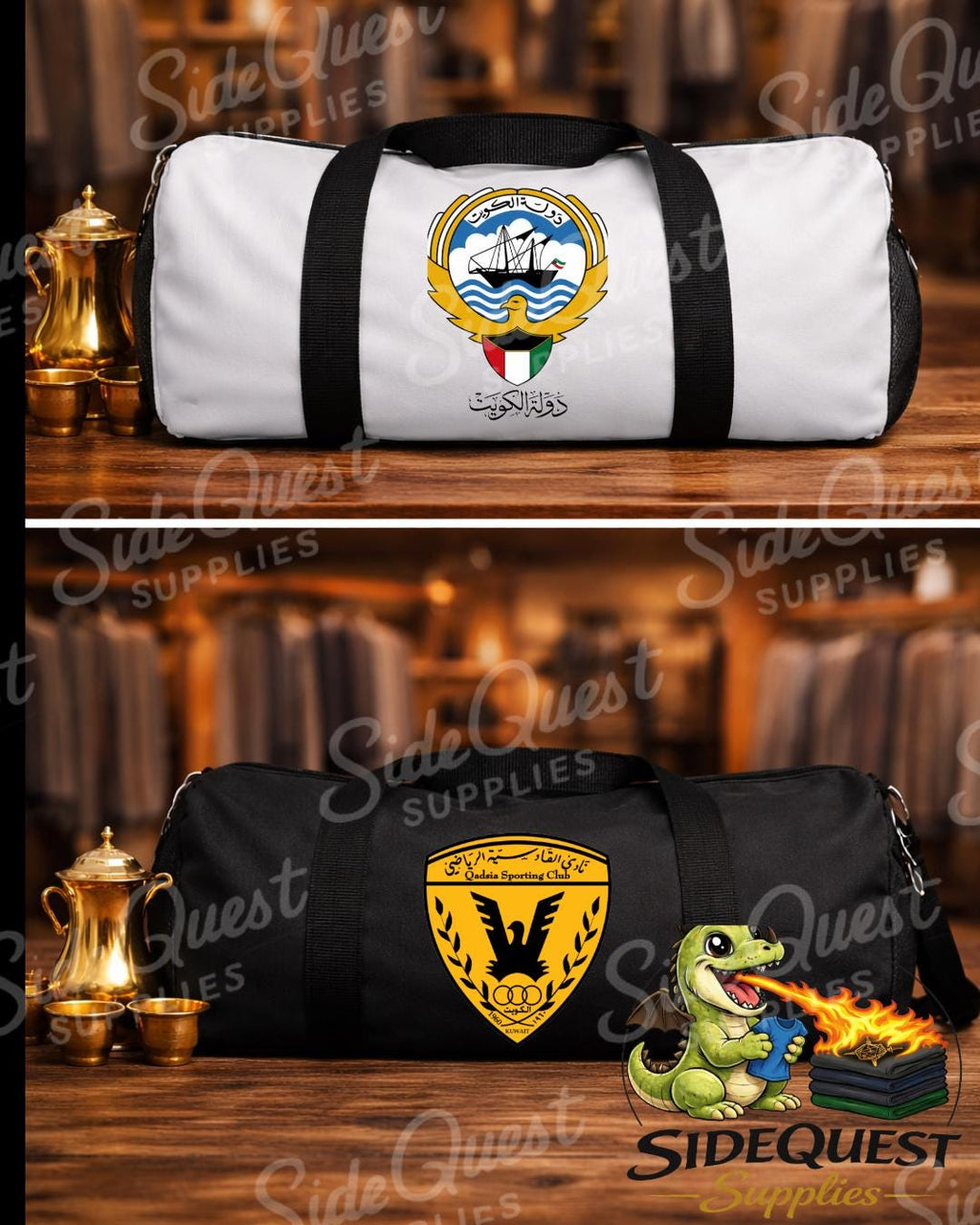 Kuwait Custom Duffel Bag - national- gym - judo- personalized travel bag - karate - football